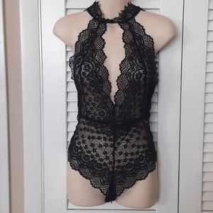 NEW lace black teddy bodysuit